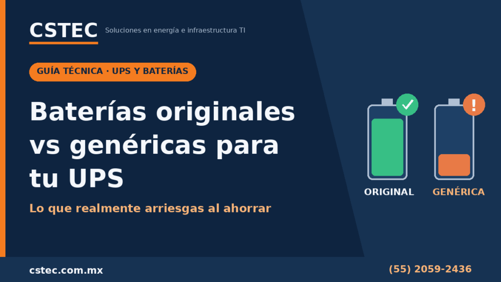 Comparación entre baterías originales y genéricas para UPS empresarial — CSTEC CDMX