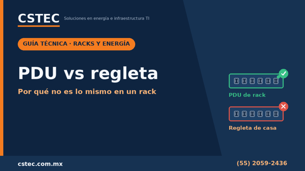 PDU vs regleta en un rack de servidores - guia CSTEC CDMX