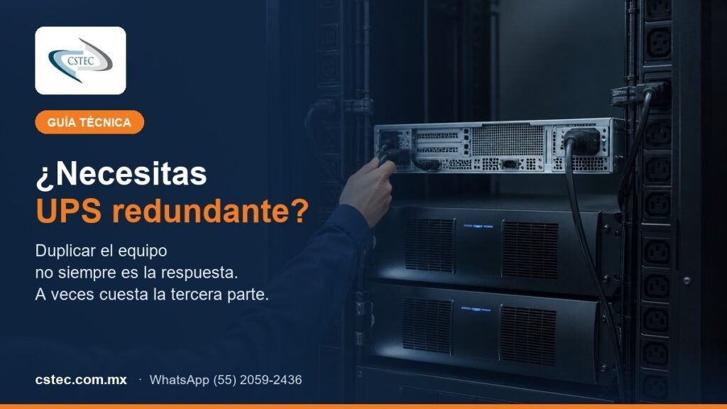 Dos UPS montados en rack con doble alimentación en el site de una empresa en CDMX