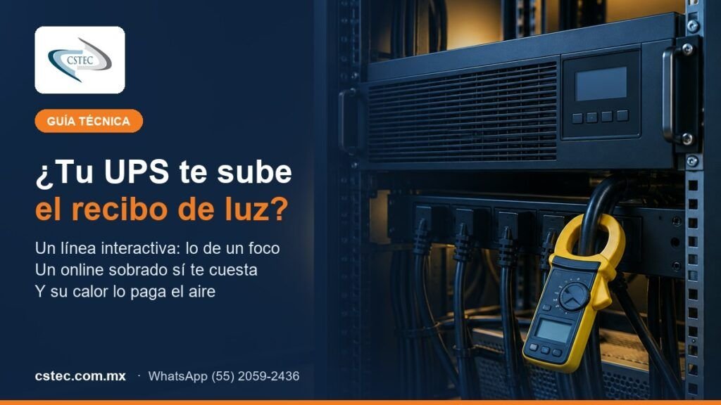 Consumo de un UPS: equipo en el site de una empresa en CDMX con su medidor de energía